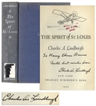 Charles Lindbergh Signed Copy of The Spirit of St. Louis -- Inscribed to the Controversial Historian Harry Elmer Barnes